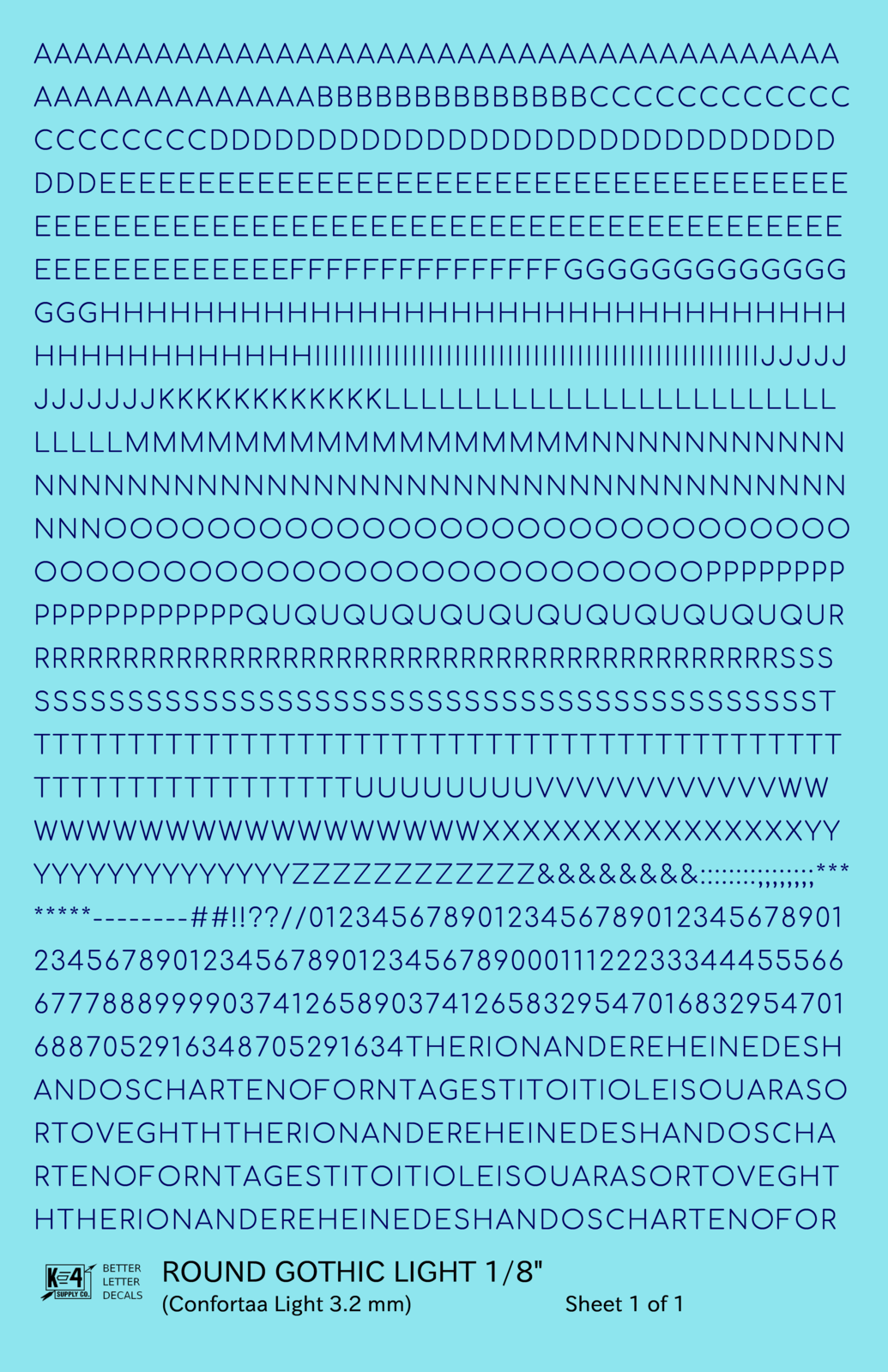 Round Modern Gothic Light Letter Number Alphabet