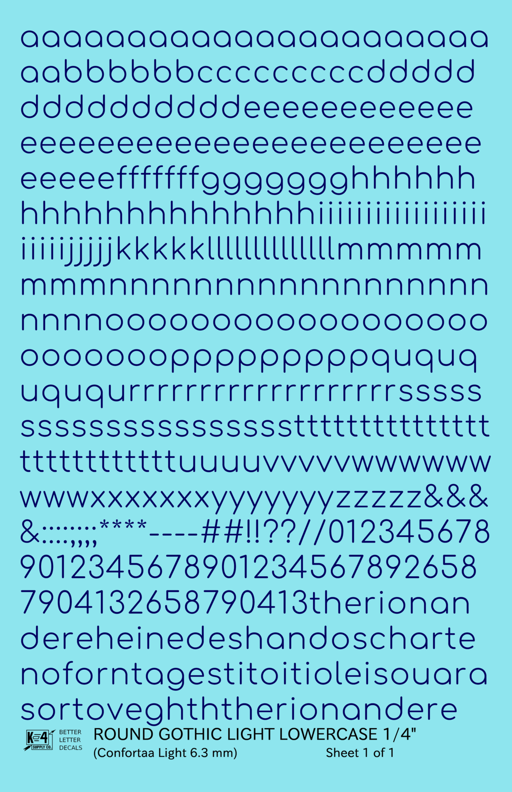 Lowercase Round Modern Gothic Light Letter