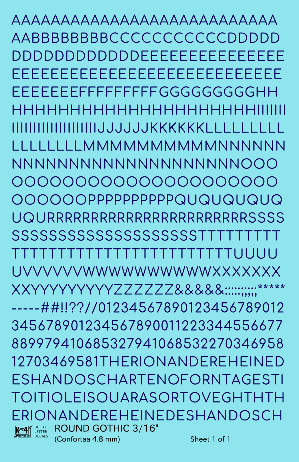 Round Modern Gothic Letter Number Alphabet