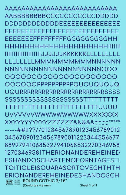 Round Modern Gothic Letter Number Alphabet