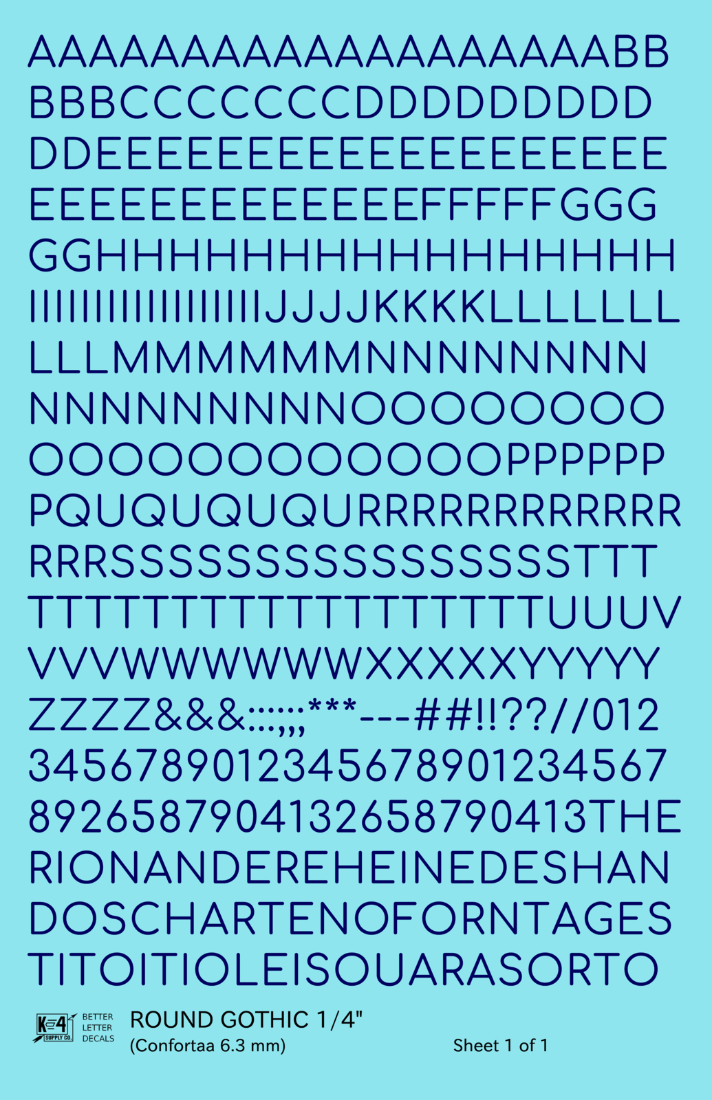 Round Modern Gothic Letter Number Alphabet