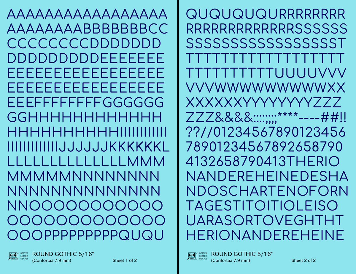 Round Modern Gothic Letter Number Alphabet