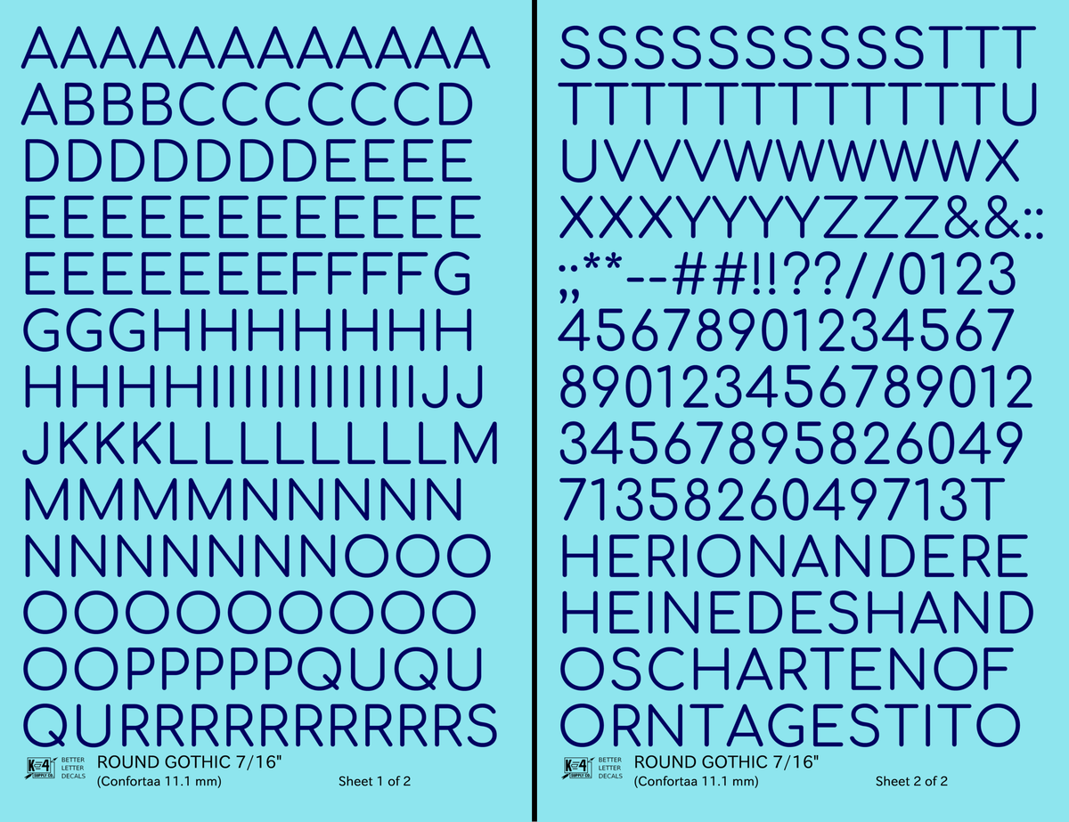 Round Modern Gothic Letter Number Alphabet