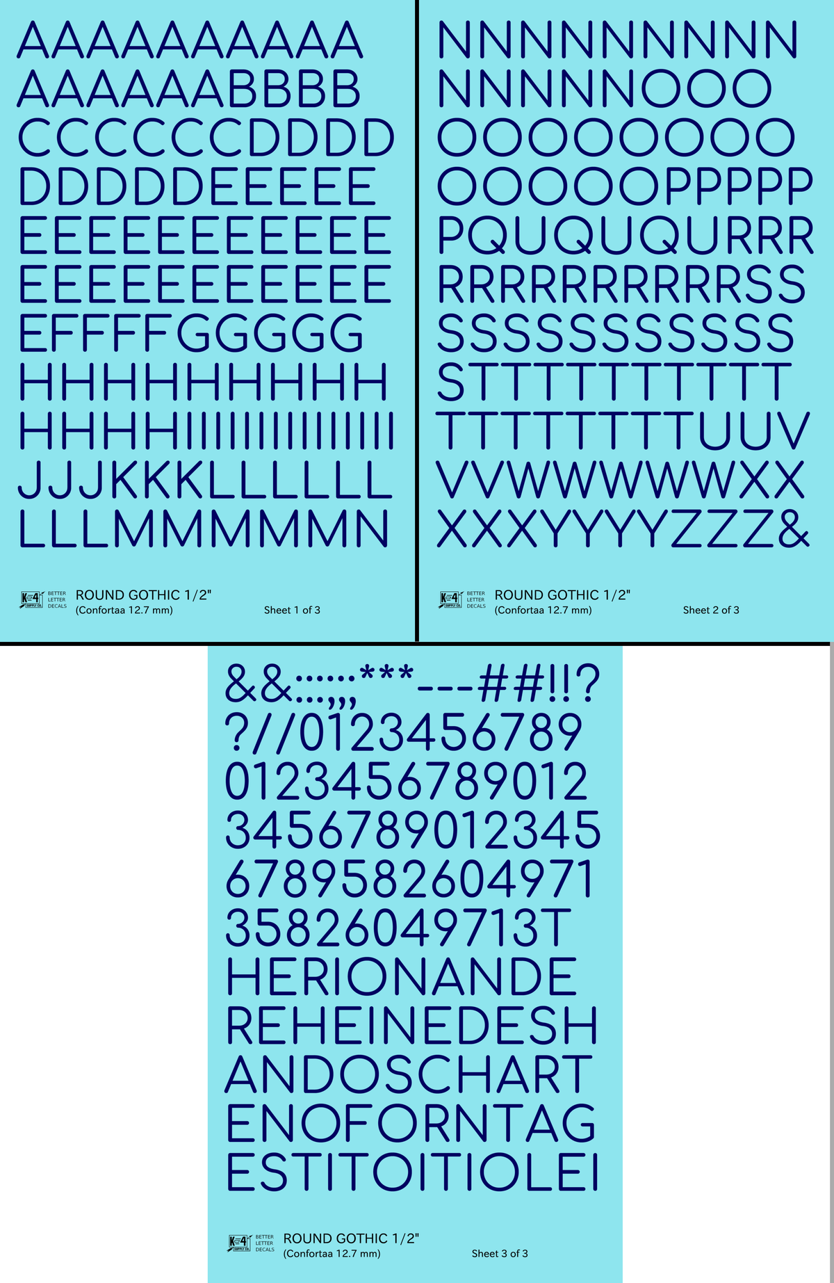Round Modern Gothic Letter Number Alphabet