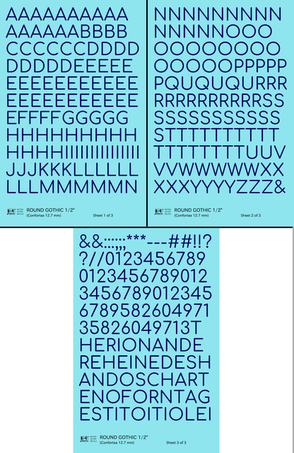 Round Modern Gothic Letter Number Alphabet