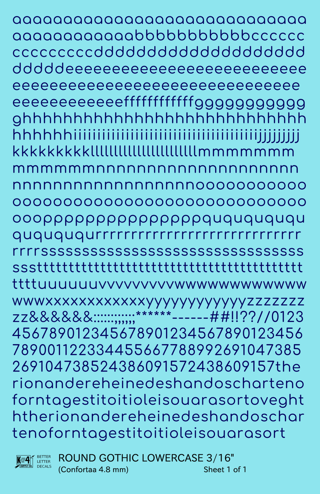 Lowercase Round Modern Gothic Letter Alphabet