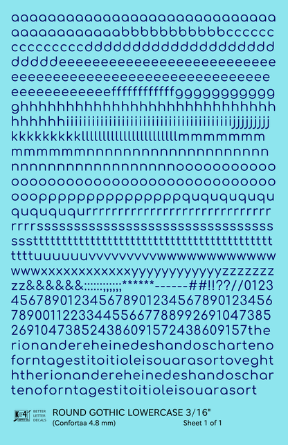 Lowercase Round Modern Gothic Letter Alphabet