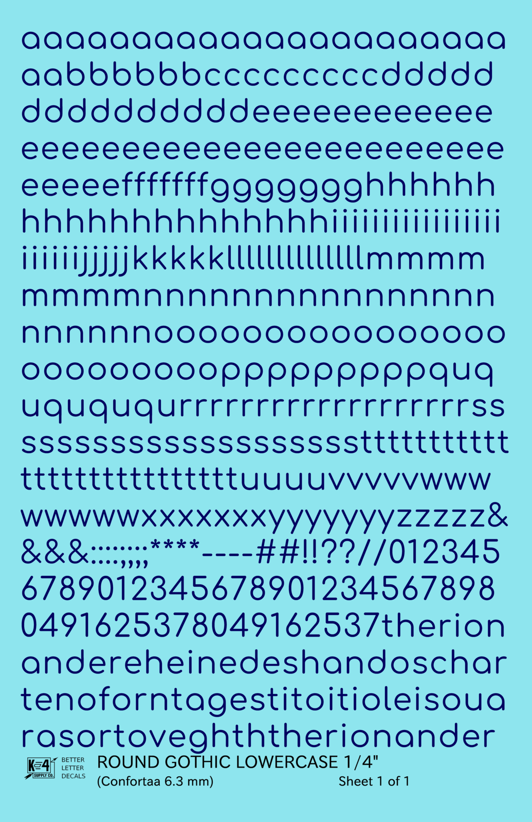 Lowercase Round Modern Gothic Letter Alphabet