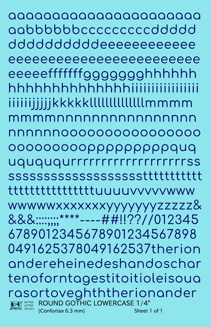 Lowercase Round Modern Gothic Letter Alphabet