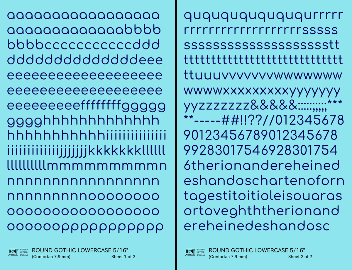 Lowercase Round Modern Gothic Letter Alphabet