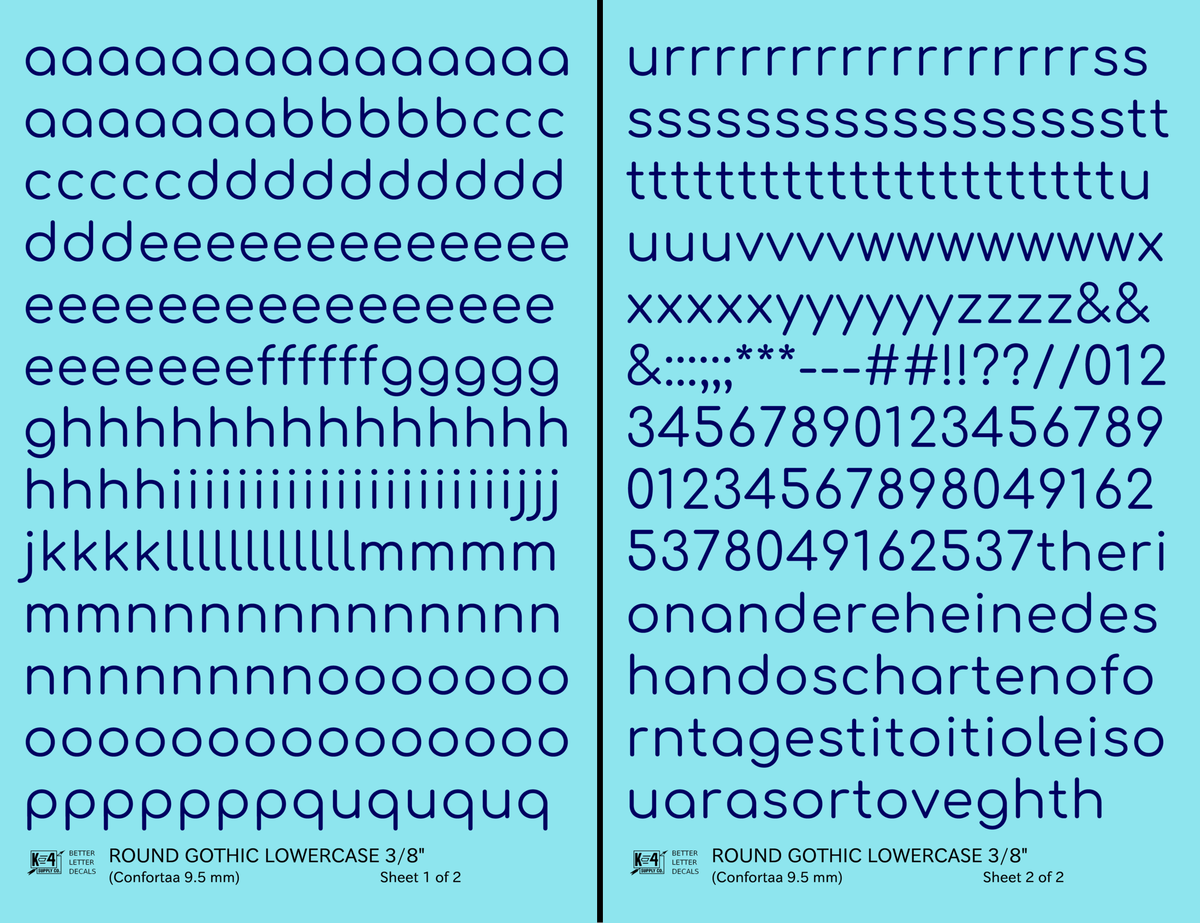 Lowercase Round Modern Gothic Letter Alphabet