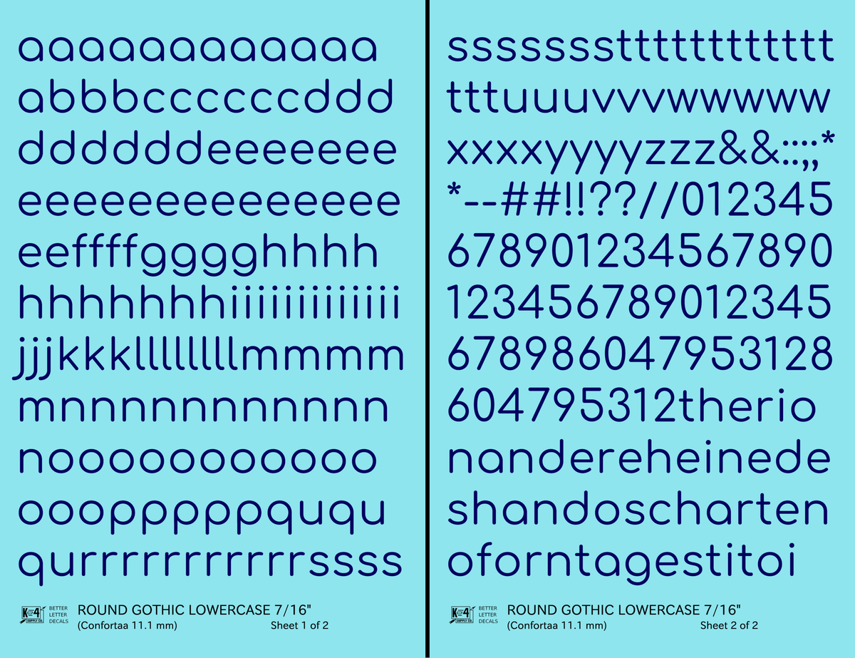 Lowercase Round Modern Gothic Letter Alphabet