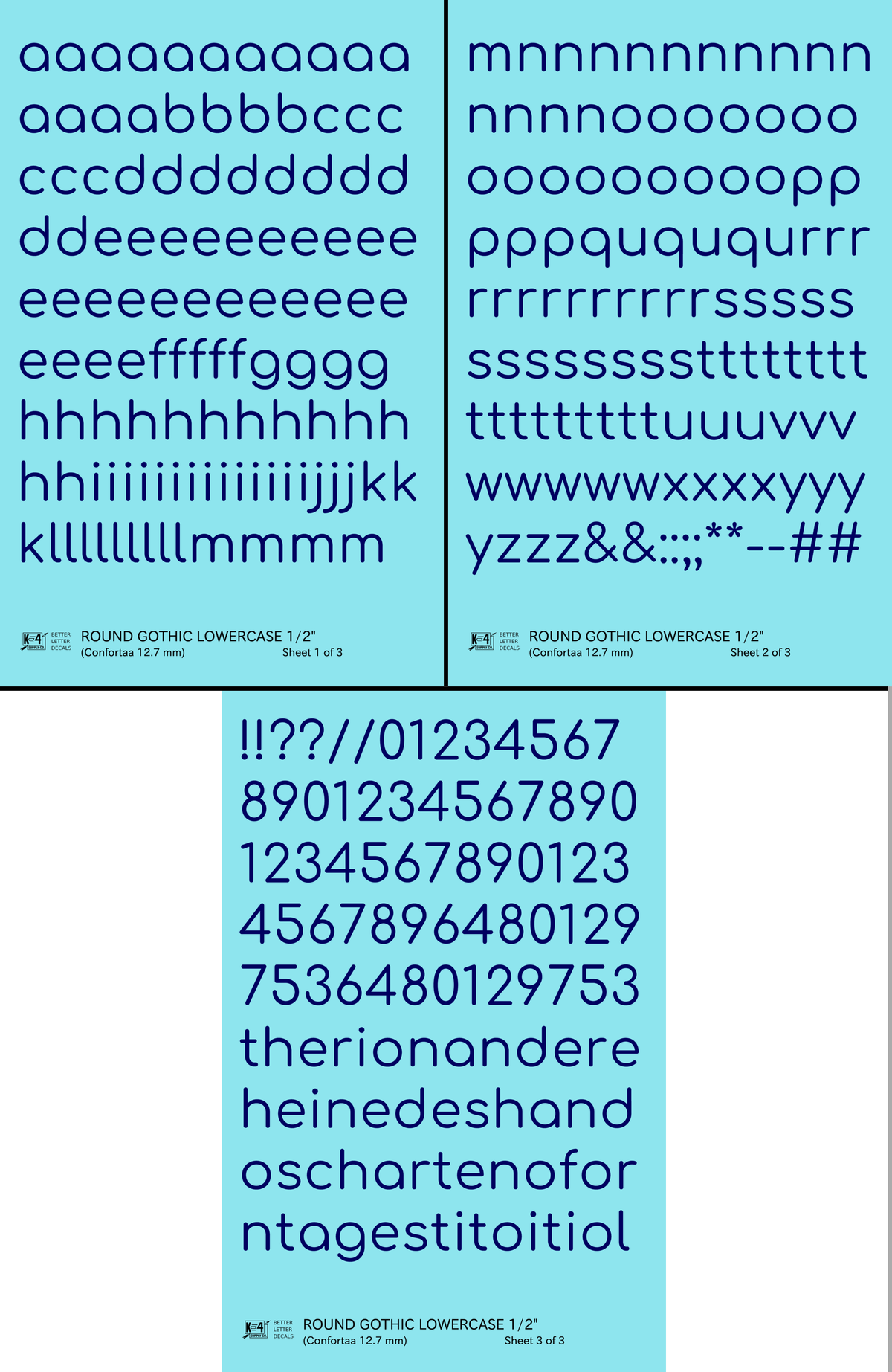 Lowercase Round Modern Gothic Letter Alphabet
