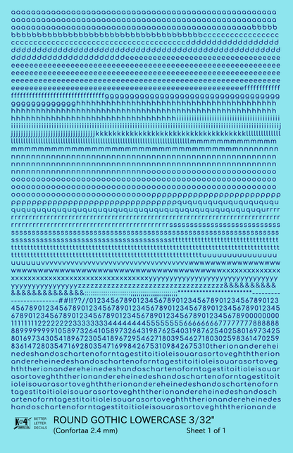 Lowercase Round Modern Gothic Letter Alphabet