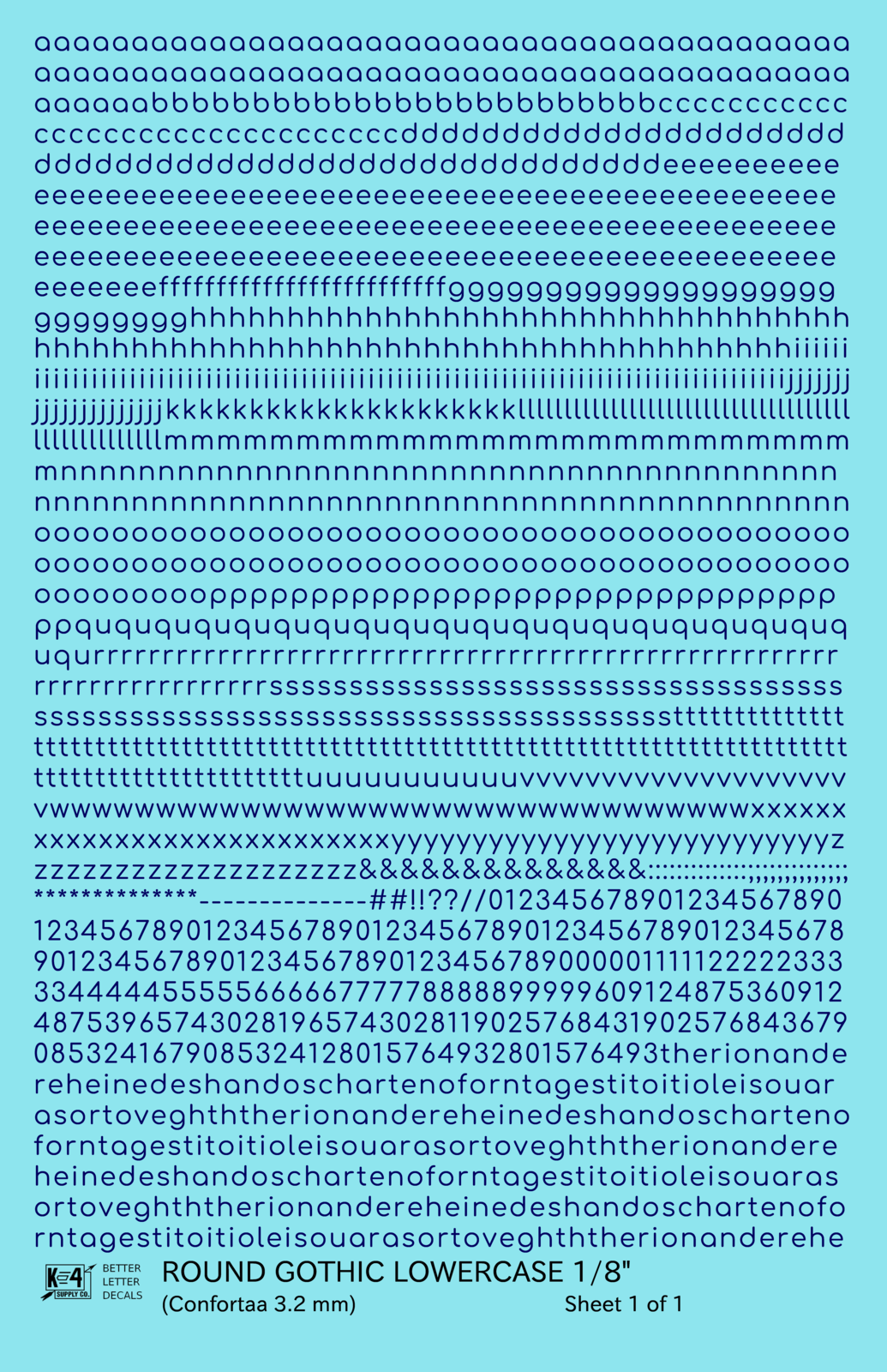 Lowercase Round Modern Gothic Letter Alphabet
