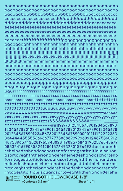Lowercase Round Modern Gothic Letter Alphabet
