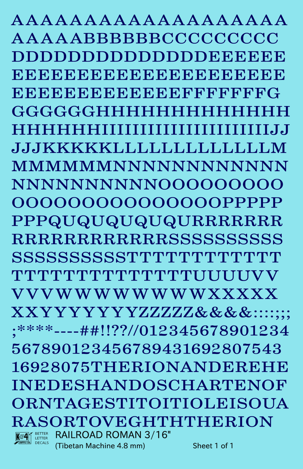 Railroad Roman Letter Number Alphabet