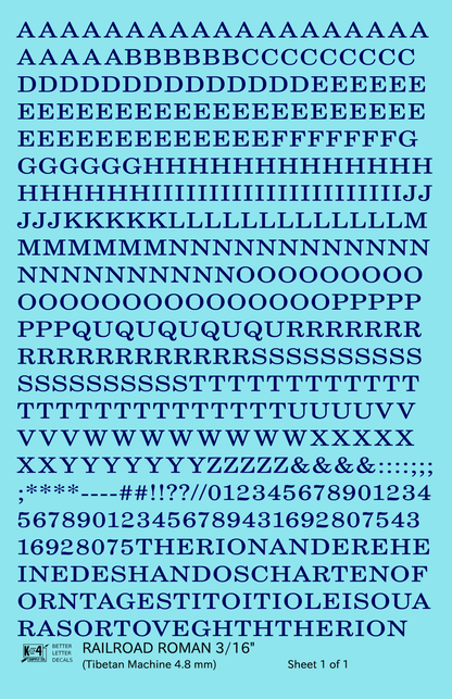 Railroad Roman Letter Number Alphabet