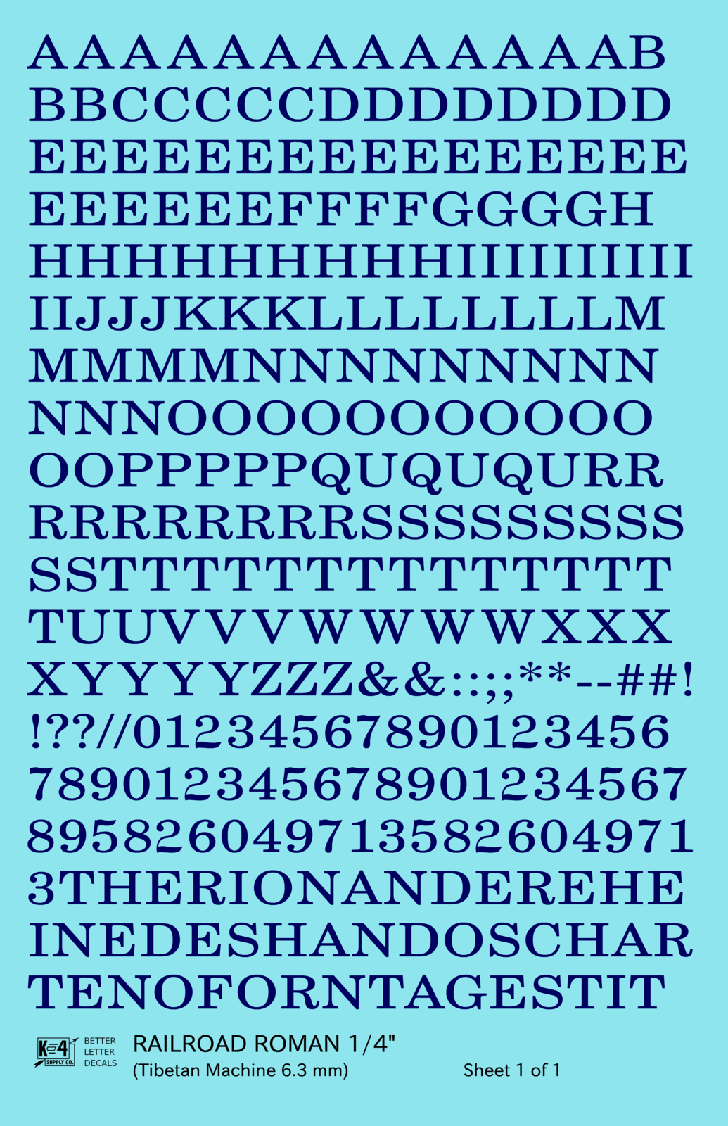 Railroad Roman Letter Number Alphabet