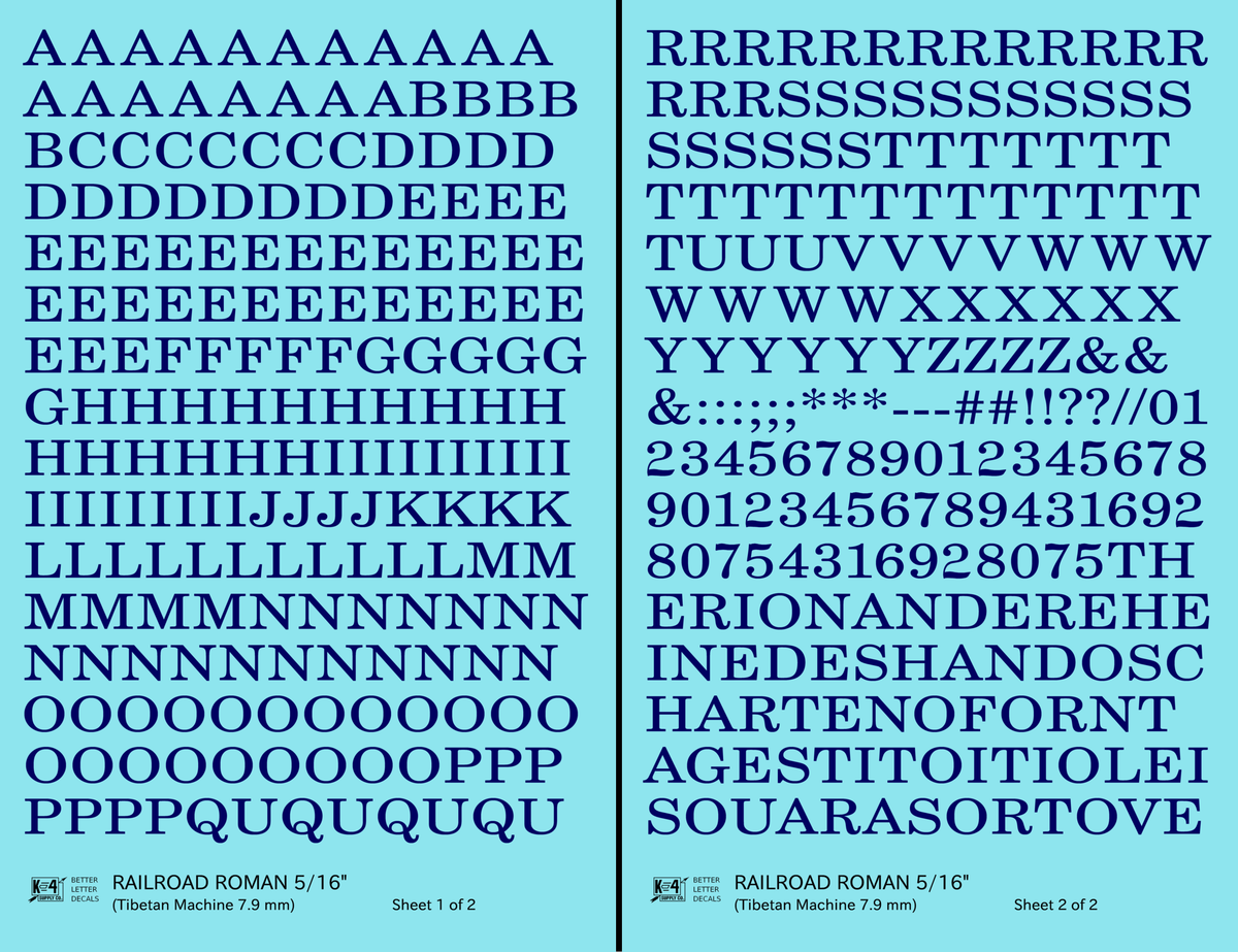 Railroad Roman Letter Number Alphabet