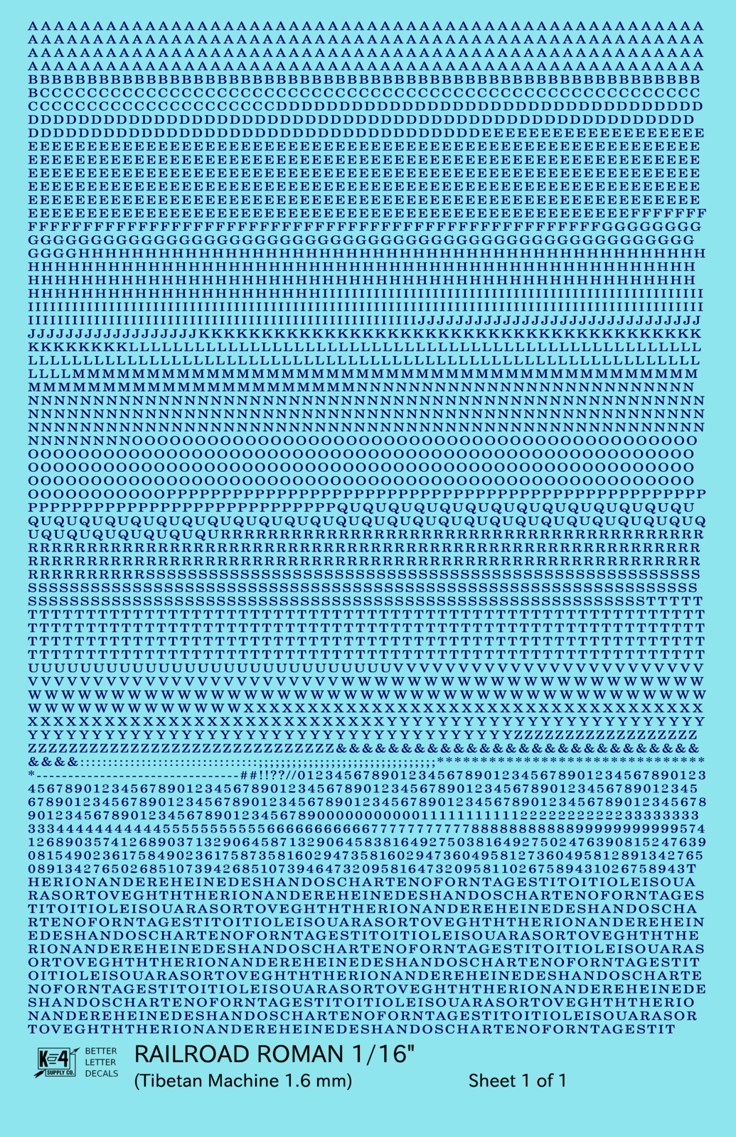 Railroad Roman Letter Number Alphabet