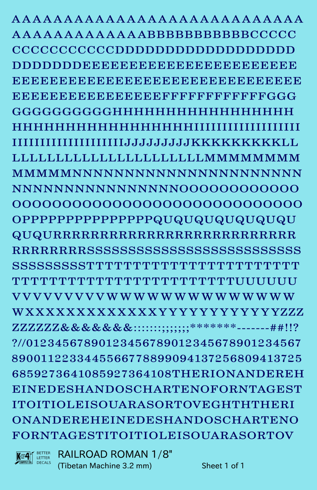 Railroad Roman Letter Number Alphabet