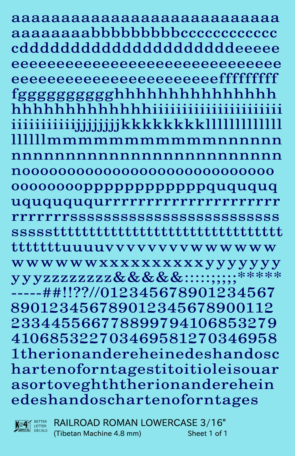Lowercase Railroad Roman Letter Number Alphabet