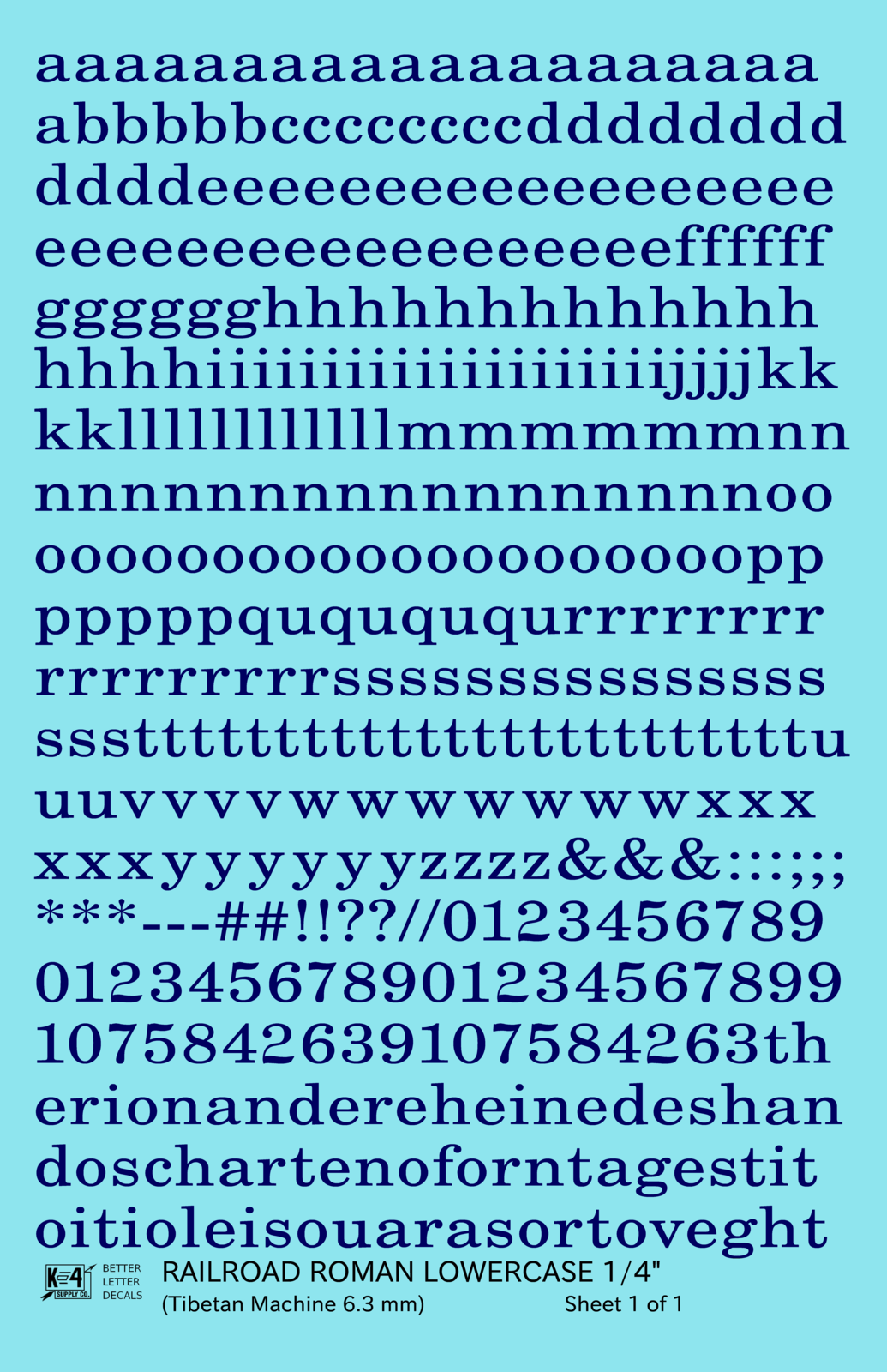 Lowercase Railroad Roman Letter Number Alphabet