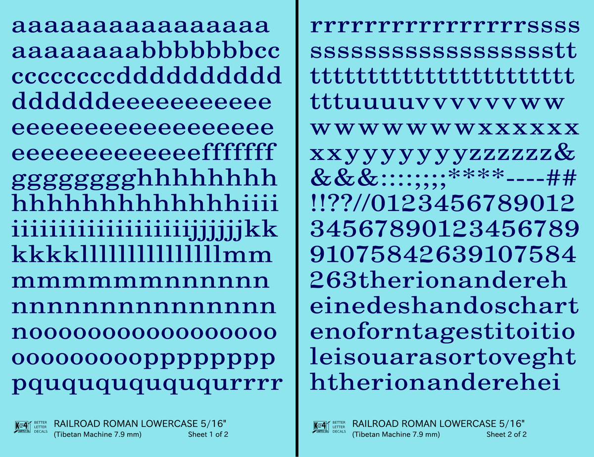 Lowercase Railroad Roman Letter Number Alphabet