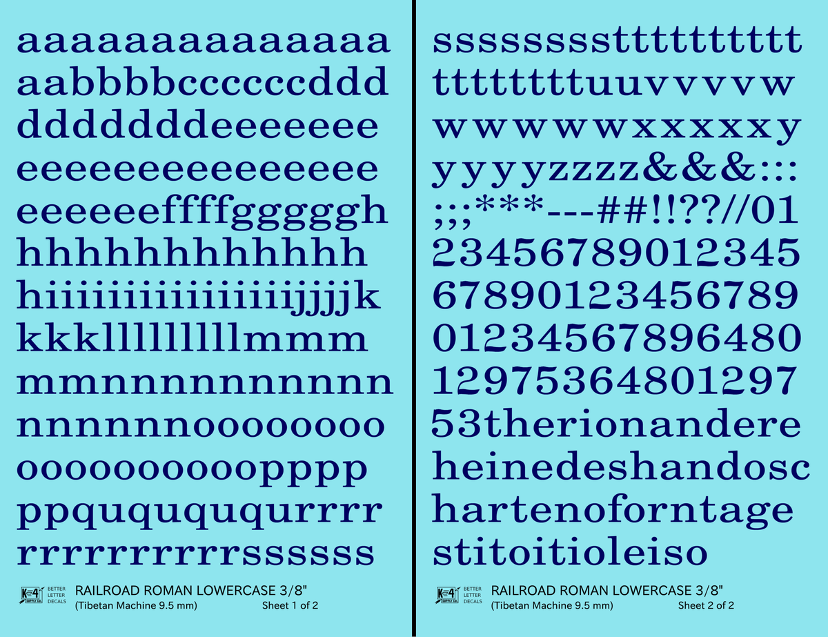 Lowercase Railroad Roman Letter Number Alphabet