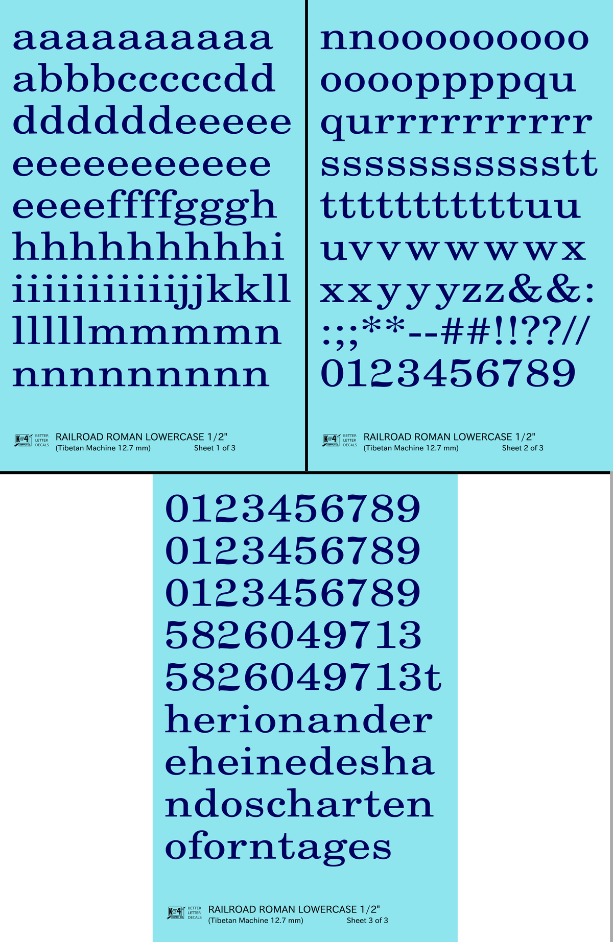 Lowercase Railroad Roman Letter Number Alphabet