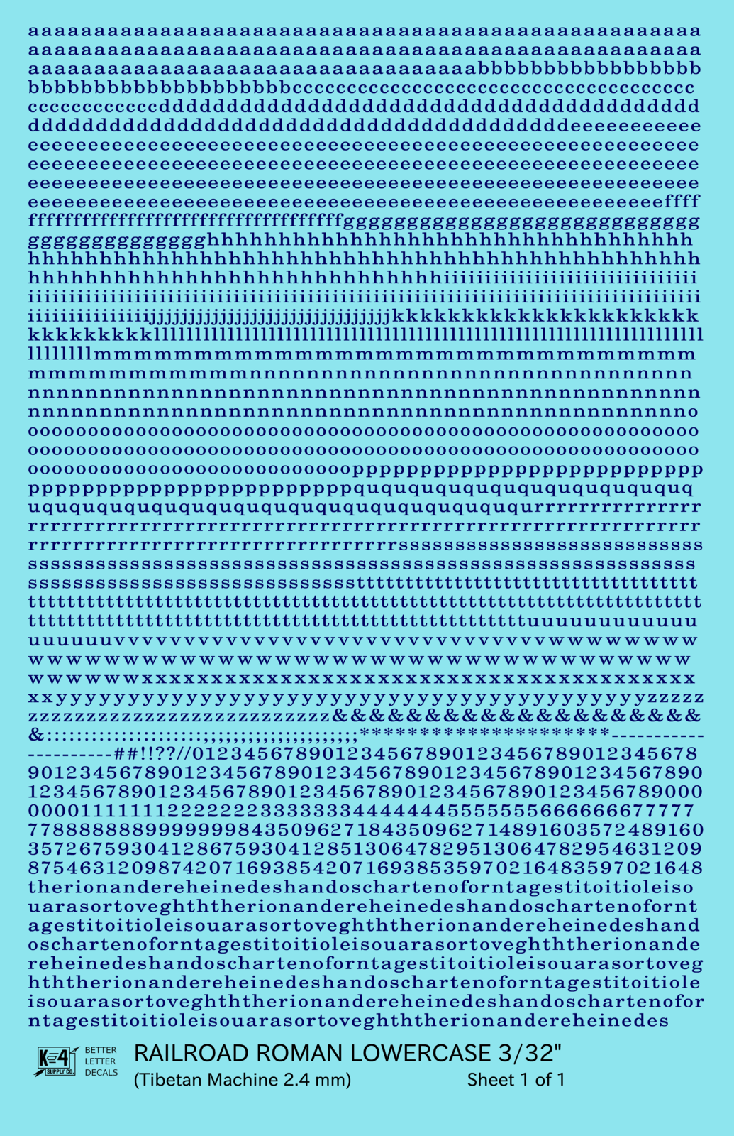 Lowercase Railroad Roman Letter Number Alphabet