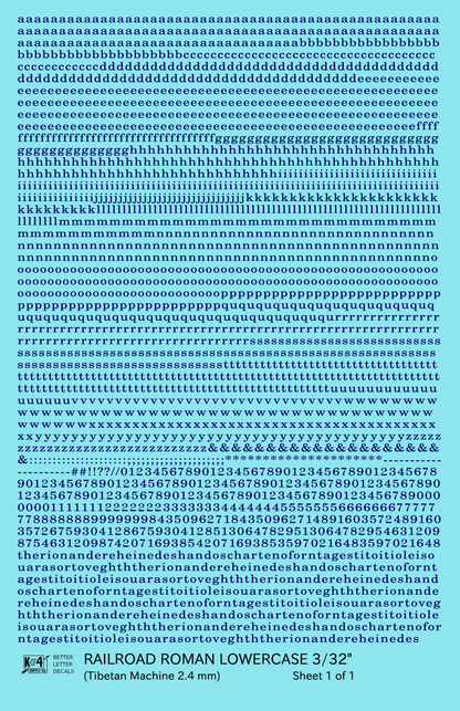 Lowercase Railroad Roman Letter Number Alphabet