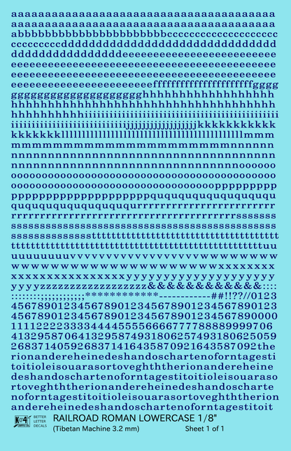 Lowercase Railroad Roman Letter Number Alphabet