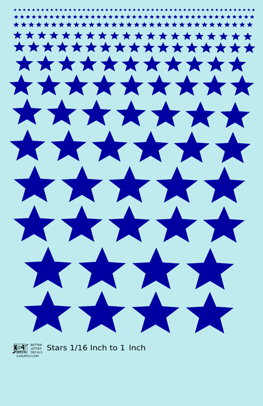 Solid Stars 1/16 Inch to 1 Inch