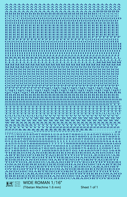 Wide Roman Letter Number Alphabet