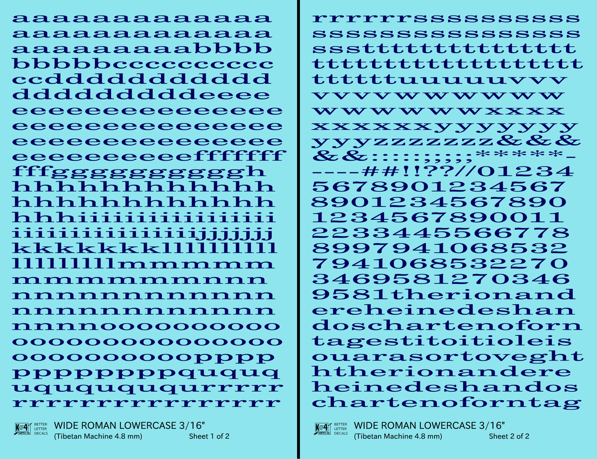 Lowercase Wide Roman Letter Number Alphabet