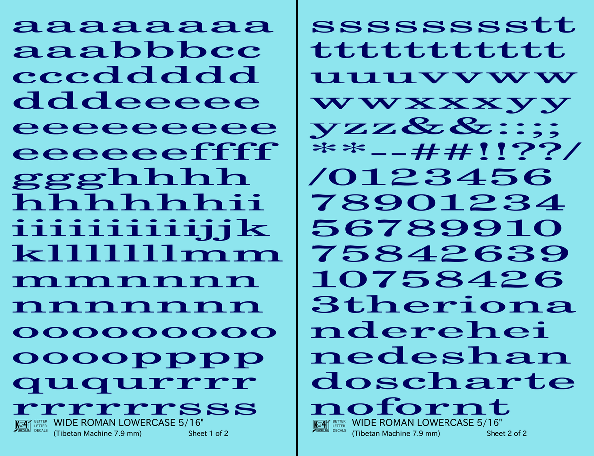 Lowercase Wide Roman Letter Number Alphabet