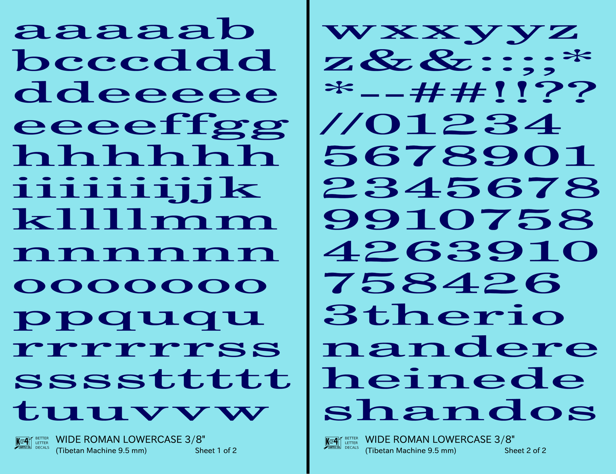 Lowercase Wide Roman Letter Number Alphabet