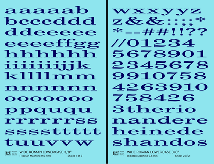 Lowercase Wide Roman Letter Number Alphabet