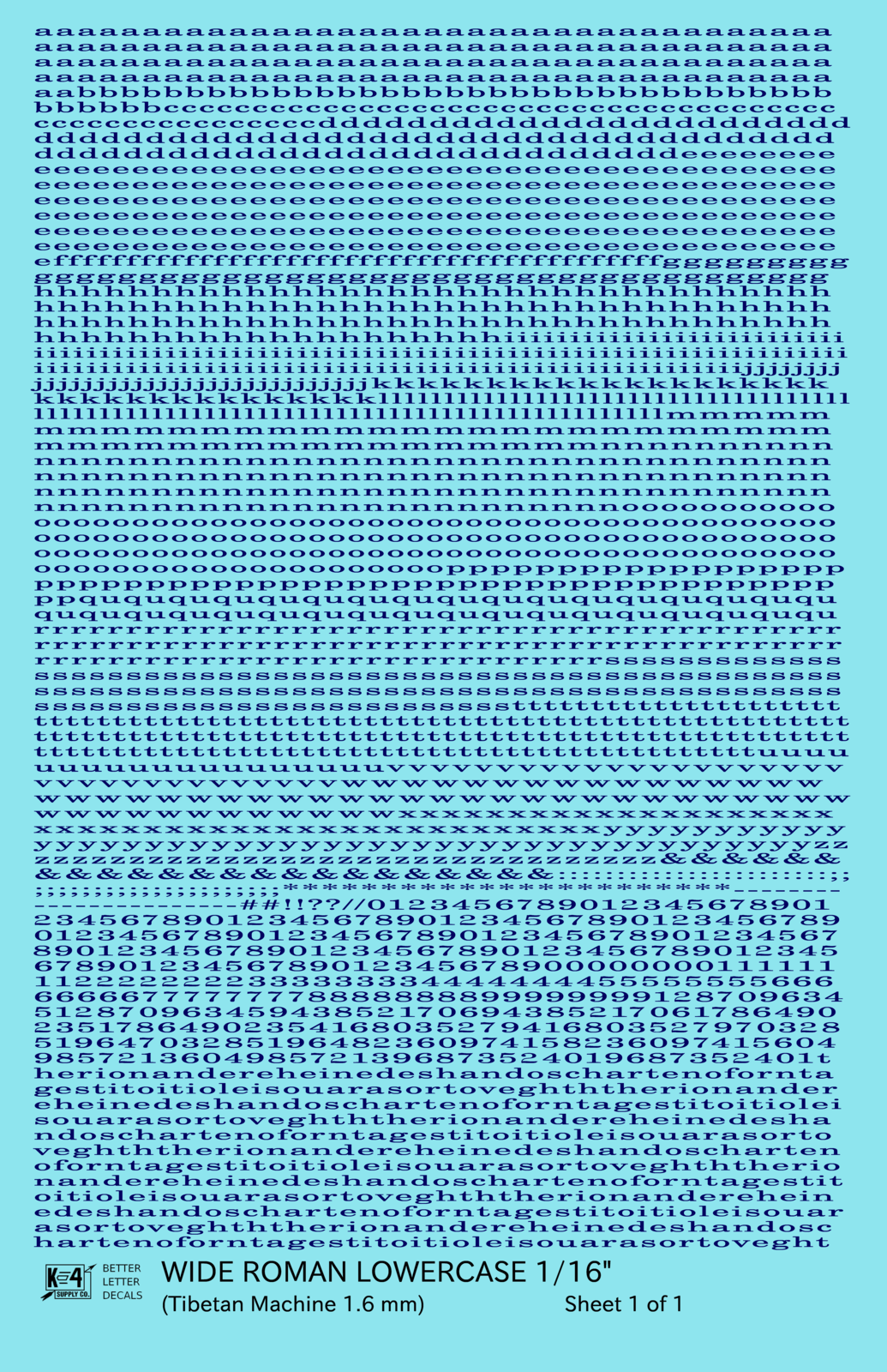 Lowercase Wide Roman Letter Number Alphabet