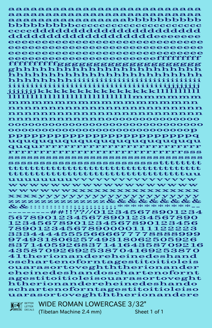 Lowercase Wide Roman Letter Number Alphabet