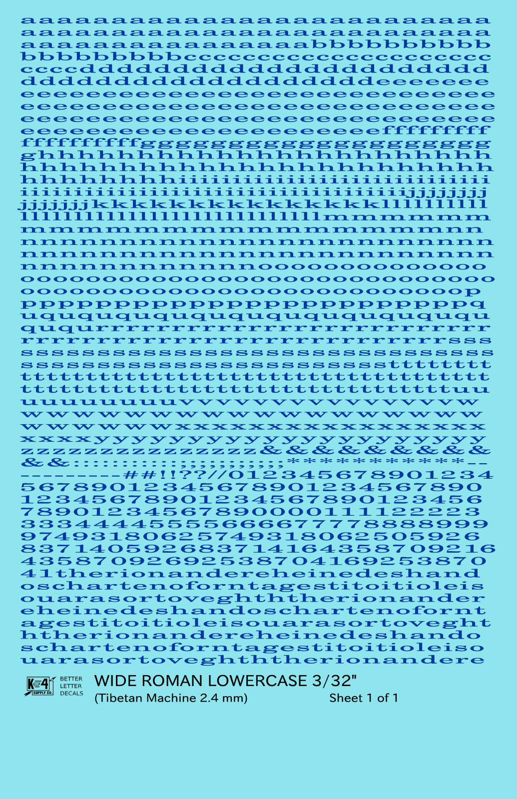 Lowercase Wide Roman Letter Number Alphabet