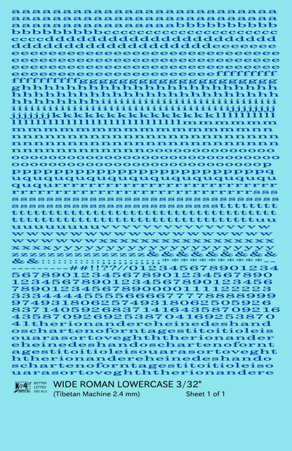 Lowercase Wide Roman Letter Number Alphabet