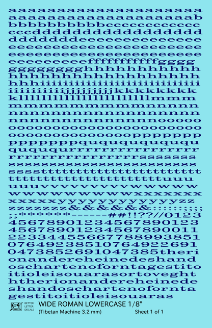 Lowercase Wide Roman Letter Number Alphabet
