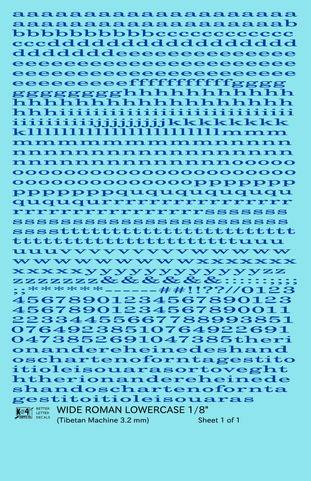 Lowercase Wide Roman Letter Number Alphabet