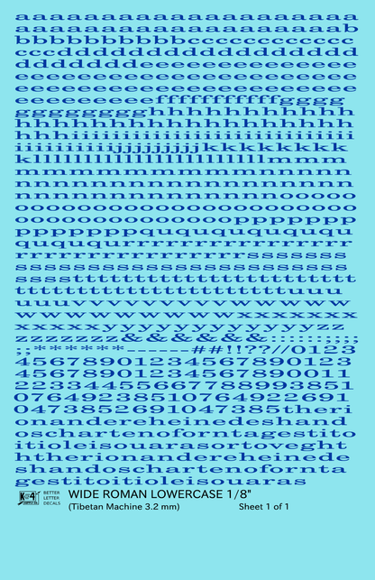 Lowercase Wide Roman Letter Number Alphabet