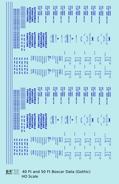 40 To 50 Ft Boxcar Gothic Font Dimensional Data Set