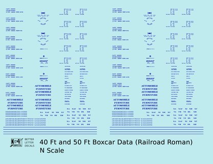 40 To 50 Ft Boxcar Roman Font Dimensional Data Set