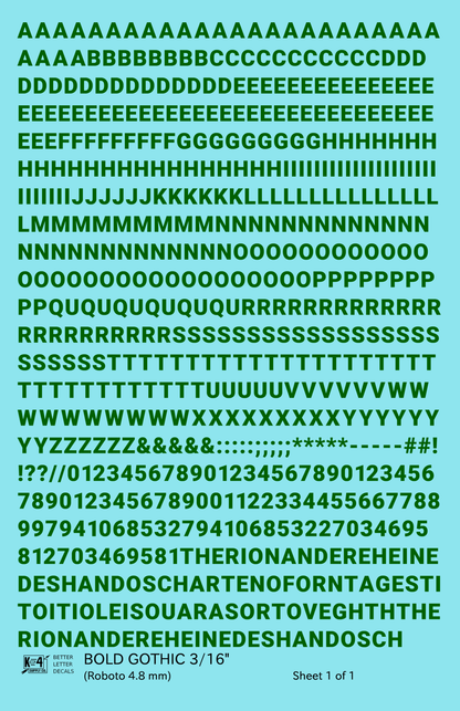 Bold Gothic Letter Number Alphabet